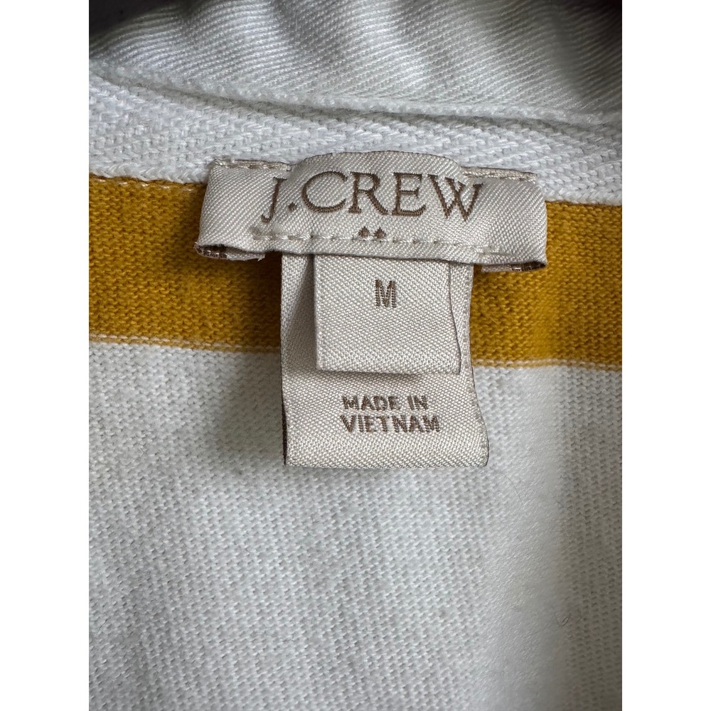 J.Crew Womens Striped Rugby Shirt Mustard Yellow White Preppy Size Medium boxy - Picture 2 of 8
